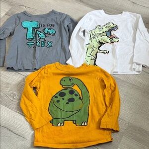 Dinosaur Themed Kids Shirts - Gray, White, and Orange